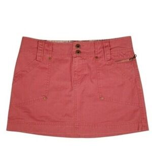 Old Navy Burnt Red Cargo Mini‎ Skirt Size 2 Distressed Trim Zipper Pockets